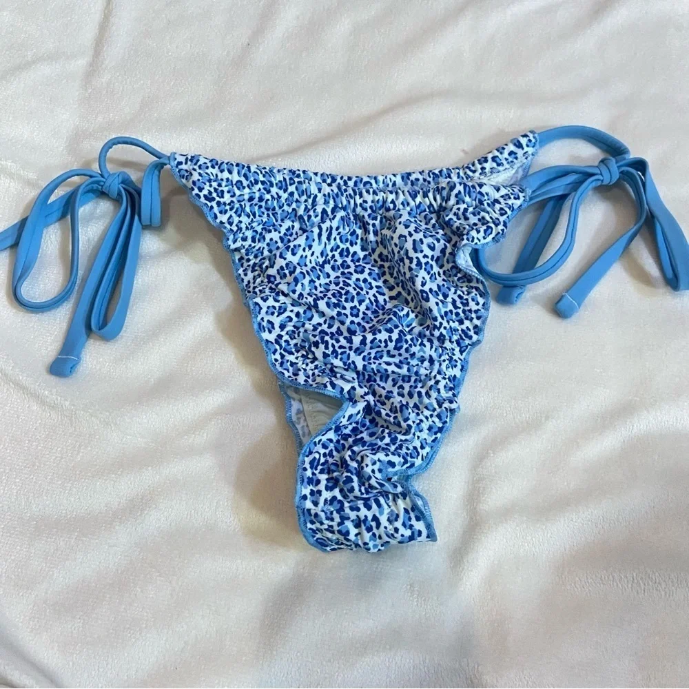 New! Frankie's Bikinis x PINK Blue Reign Thong Bikini Bottom M 1534